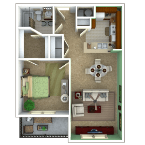 1 Bedroom Apartment Floor Plan (Escape)