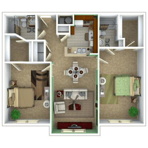 2 Bedroom Apartment Floor Plan (Retreat)